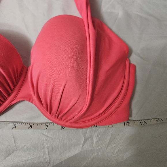 Victoria Secret Swim Lined Bikini Top Hot Pink Tie Neck! - Picture 7 of 8